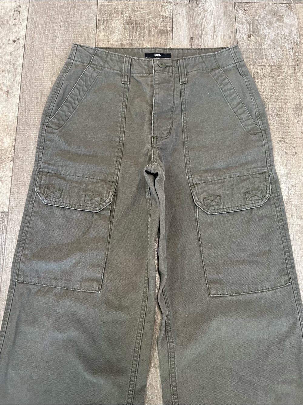 VANS Vintage 00’s Y2K Military Style Button Fly Multi-Pocket Pants Green 26X29